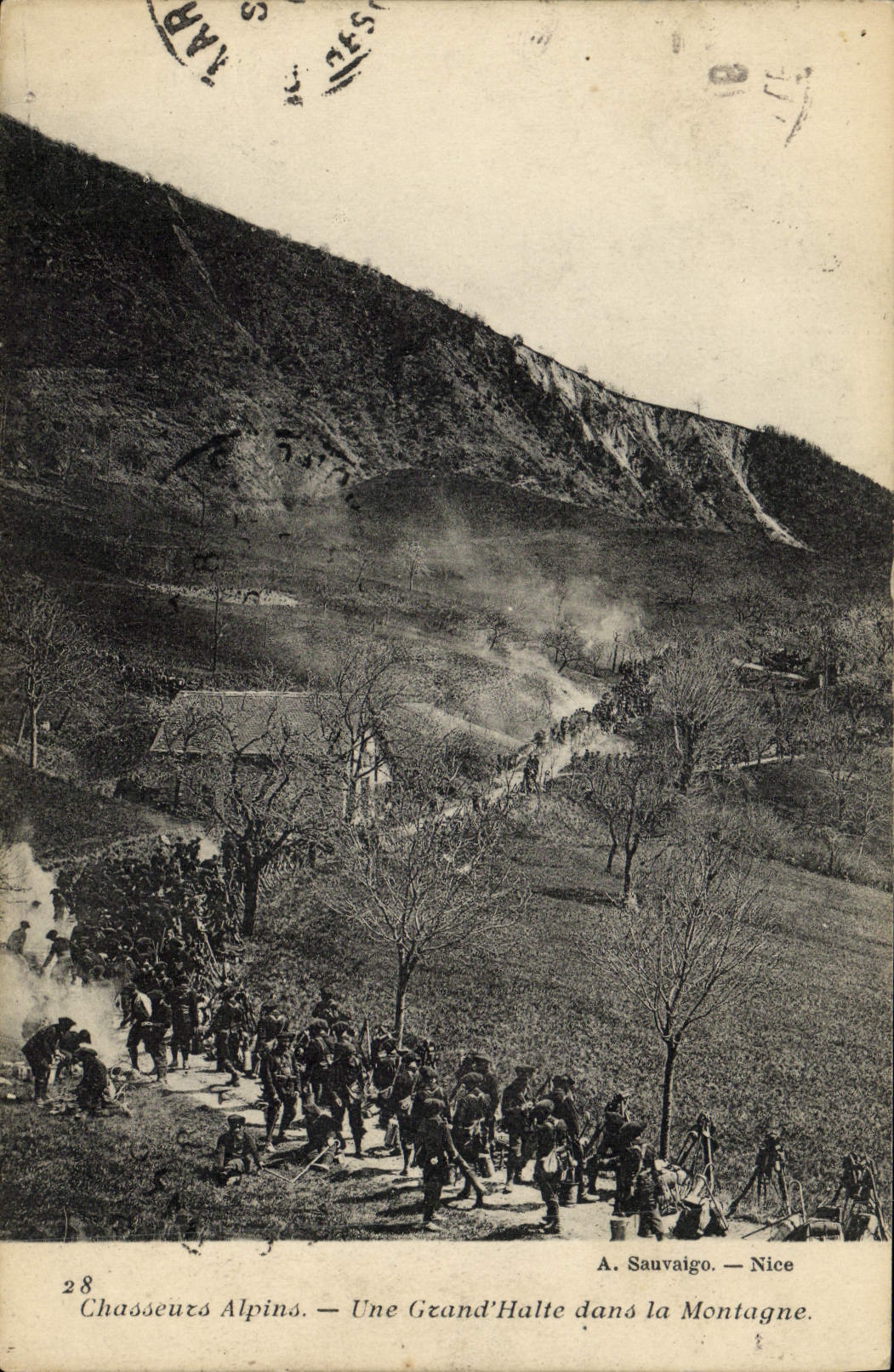 Chasseurs Alpins — Une Grand'Halte dans la Montagne — A. Sauvaigo — Nice