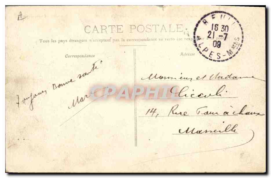 Défilé des Batteries alpines au col du Mulinés (alt. 1.850m) — éditeur Reynard — Verso