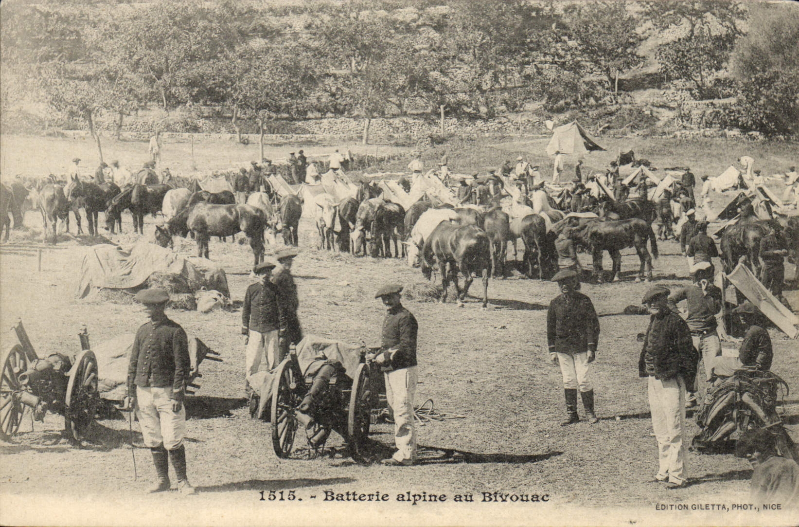 Batería alpina en el Bivouac — Édition Gilettà, Fot., Niza — n.º 1515