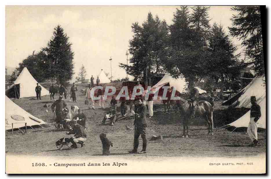 Campement dans les Alpes — Édition Giletta, Phot. Nice, n° 1508