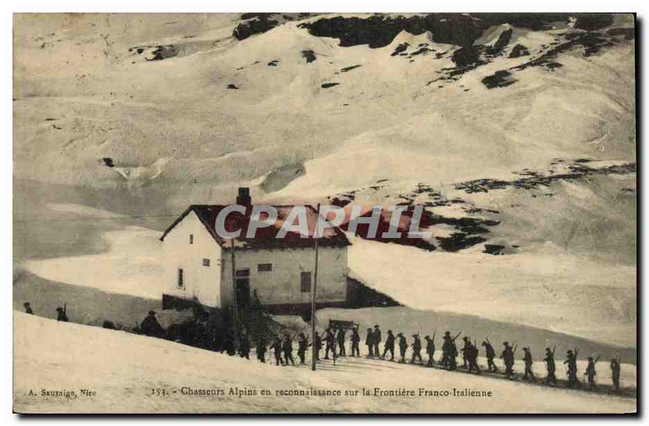 Chasseurs Alpins en reconnaissance sur la Frontière Franco-Italienne — A. Sauraiago, Nître, n° 154