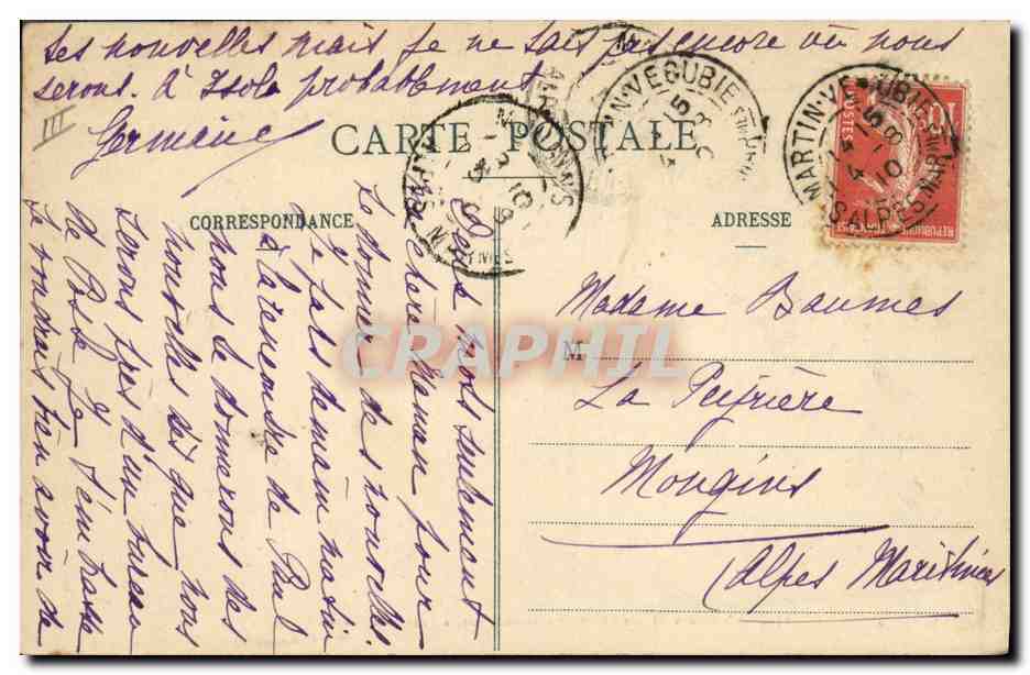 Chasseurs Alpins en reconnaissance sur la Frontière Franco-Italienne — A. Sauraiago, Nître, n° 154 — Verso