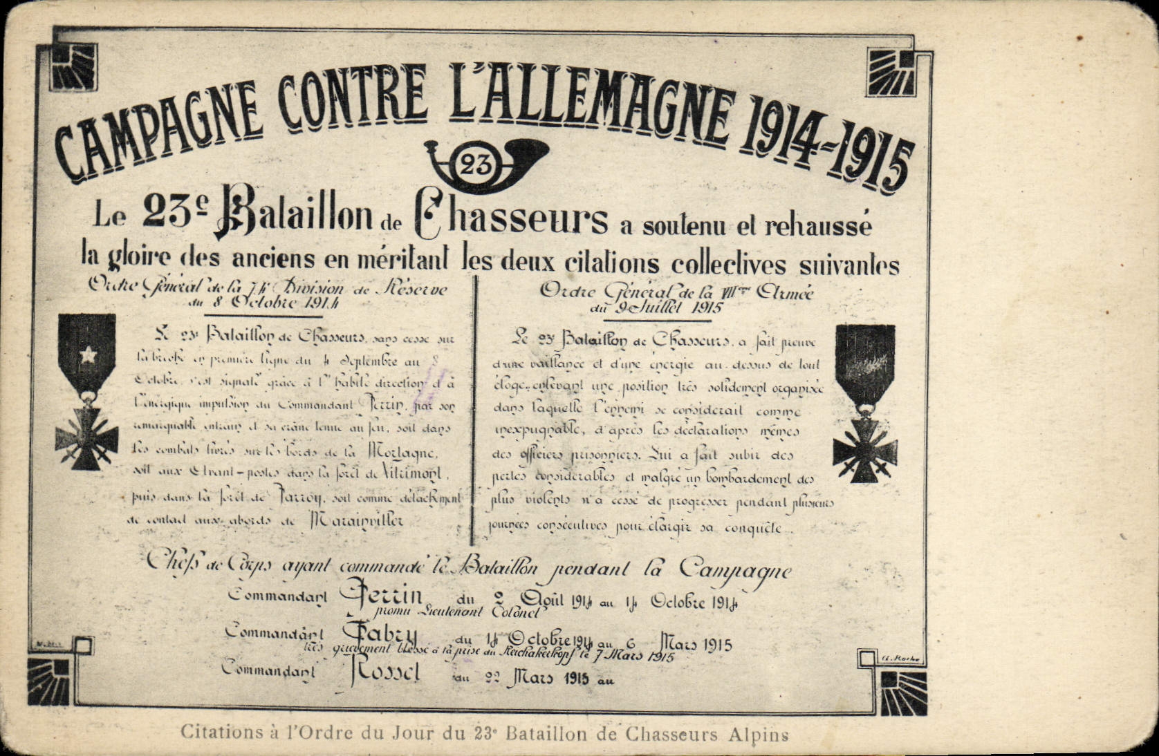 23e Bataillon de Chasseurs Alpins — Campagne contre l'Allemagne 1914-1915 — Éditeur non visible