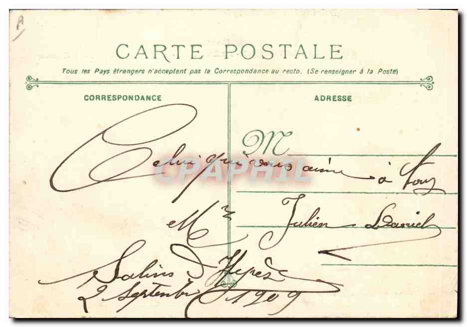 CPA Bateau Latouche Treville Croiseur Ecole des Canonnniers  — Verso