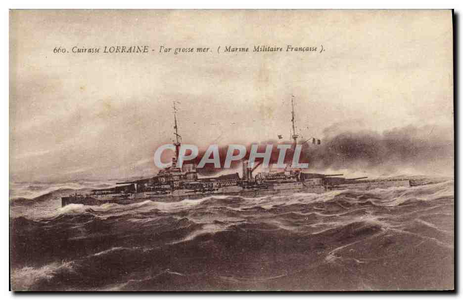 CPA Bateau Cuirasse Lorraine Par grosse mer 