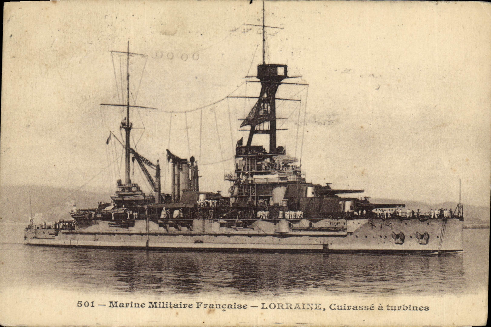 LORRAINE — Cuirassé à turbines — Marine Militaire Française — n°501