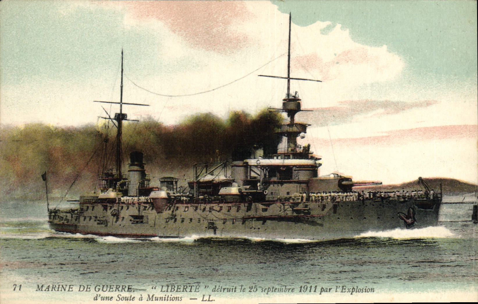 Bateau de guerre "Liberté" — détruit le 25 septembre 1911 par explosion d'une soute à munitions — LL, n°71