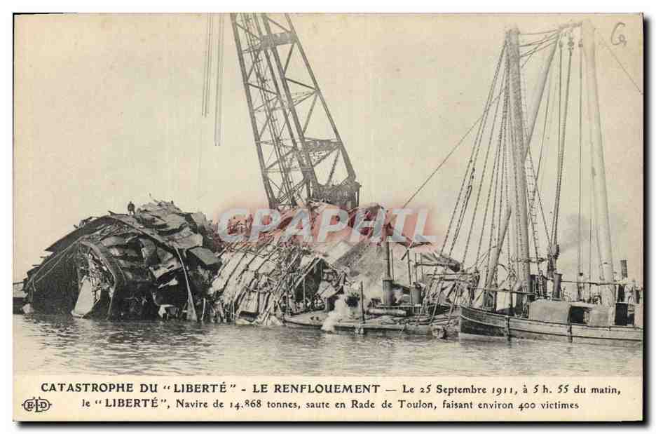 CPA Bateau Catastrophe du Liberte Le renflouement 