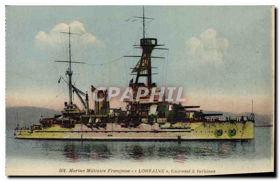 CPA Bateau Lorraine Cuirasse a turbines 