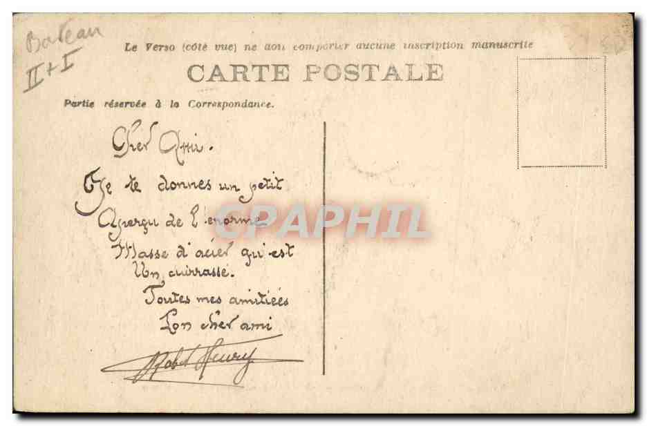 CPA Bateau Lorraine Cuirasse a turbines  — Verso