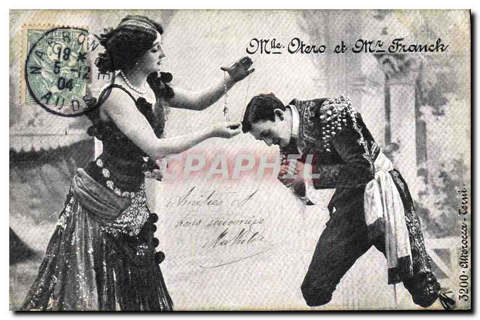 Mme Otero et M. Franck — scène de spectacle — éditeur Paris, n° 3200