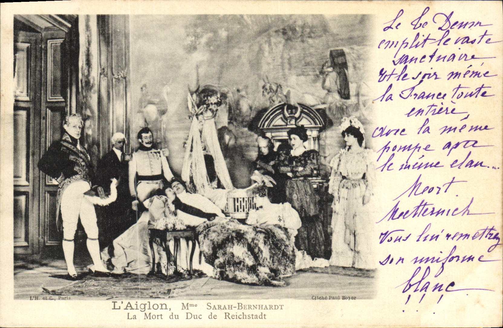 L'Aiglon, Mme Sarah-Bernhardt — La Mort du Duc de Reichstadt — cliché Paul Boyer, L'H. et C., Paris