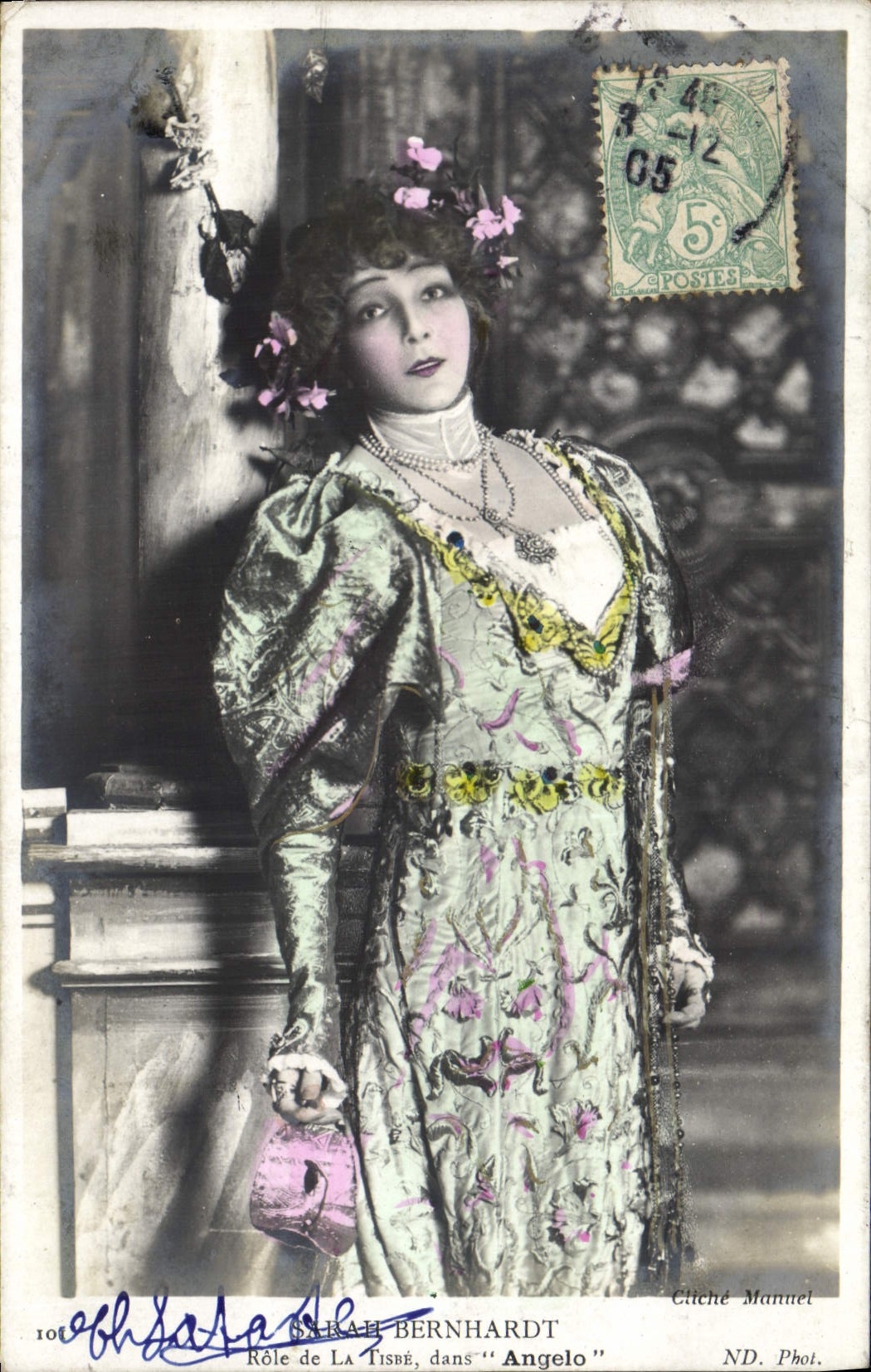 SARAH BERNHARDT — Rôle de LA TISBÉ dans "Angelo" — Cliché Mannel