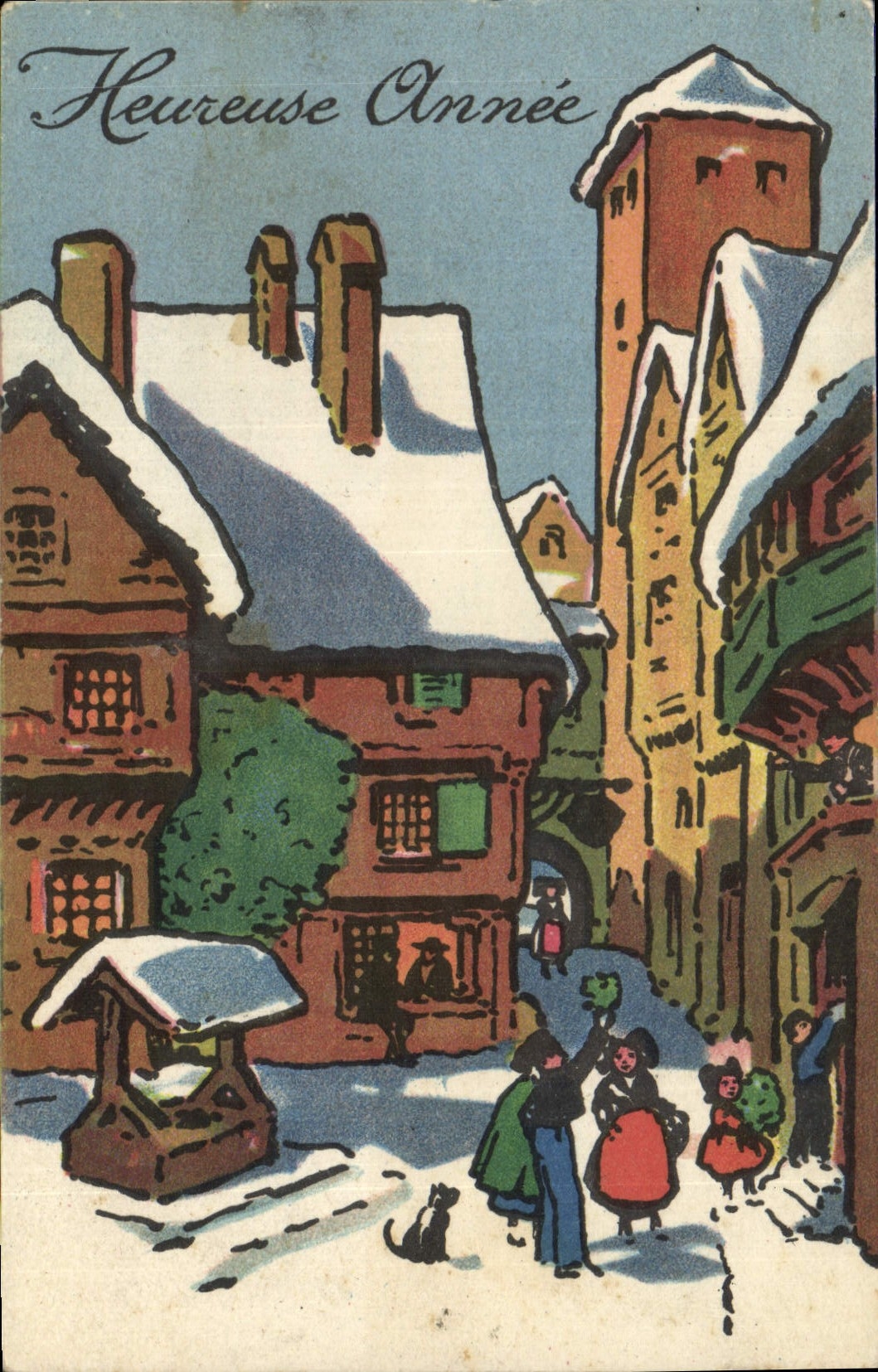 CPA Folklore Alsace Heureuse annee