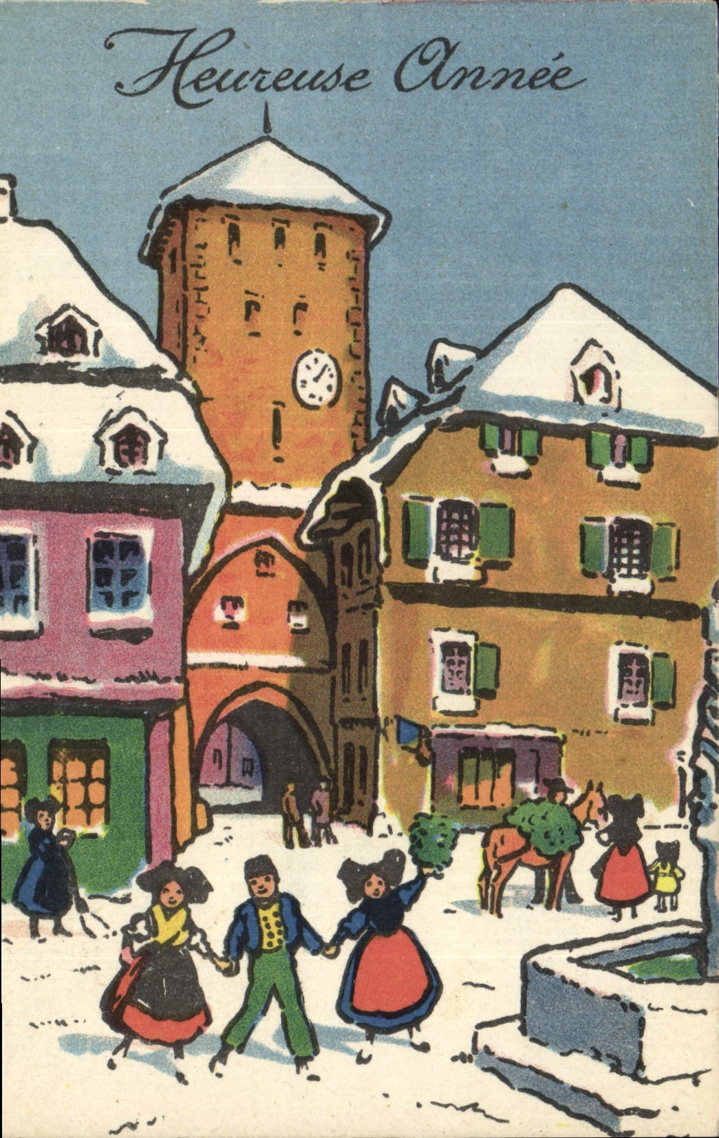 CPA Folklore Alsace Heureuse annee