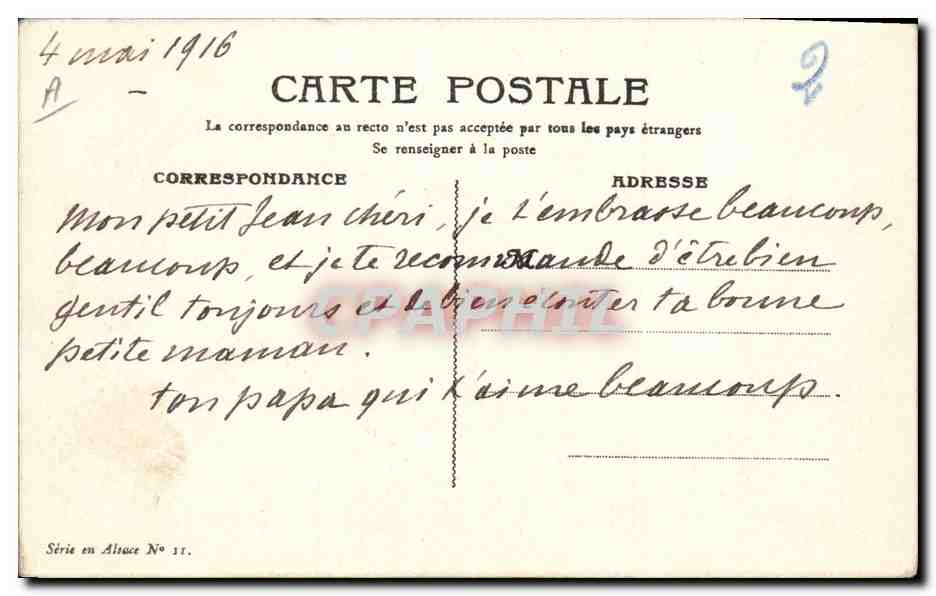CPA Folklore Alsace Enfants La farandole  — Verso