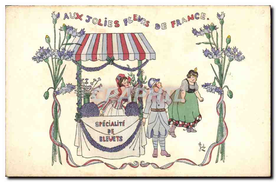 CPA Folklore Alsace Aux jolies fleurs de France Militaria 
