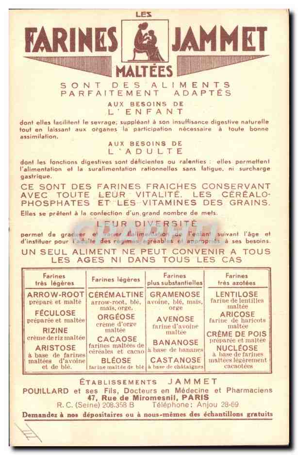 CPA Folklore La Lorraine Farines Jammet  — Verso