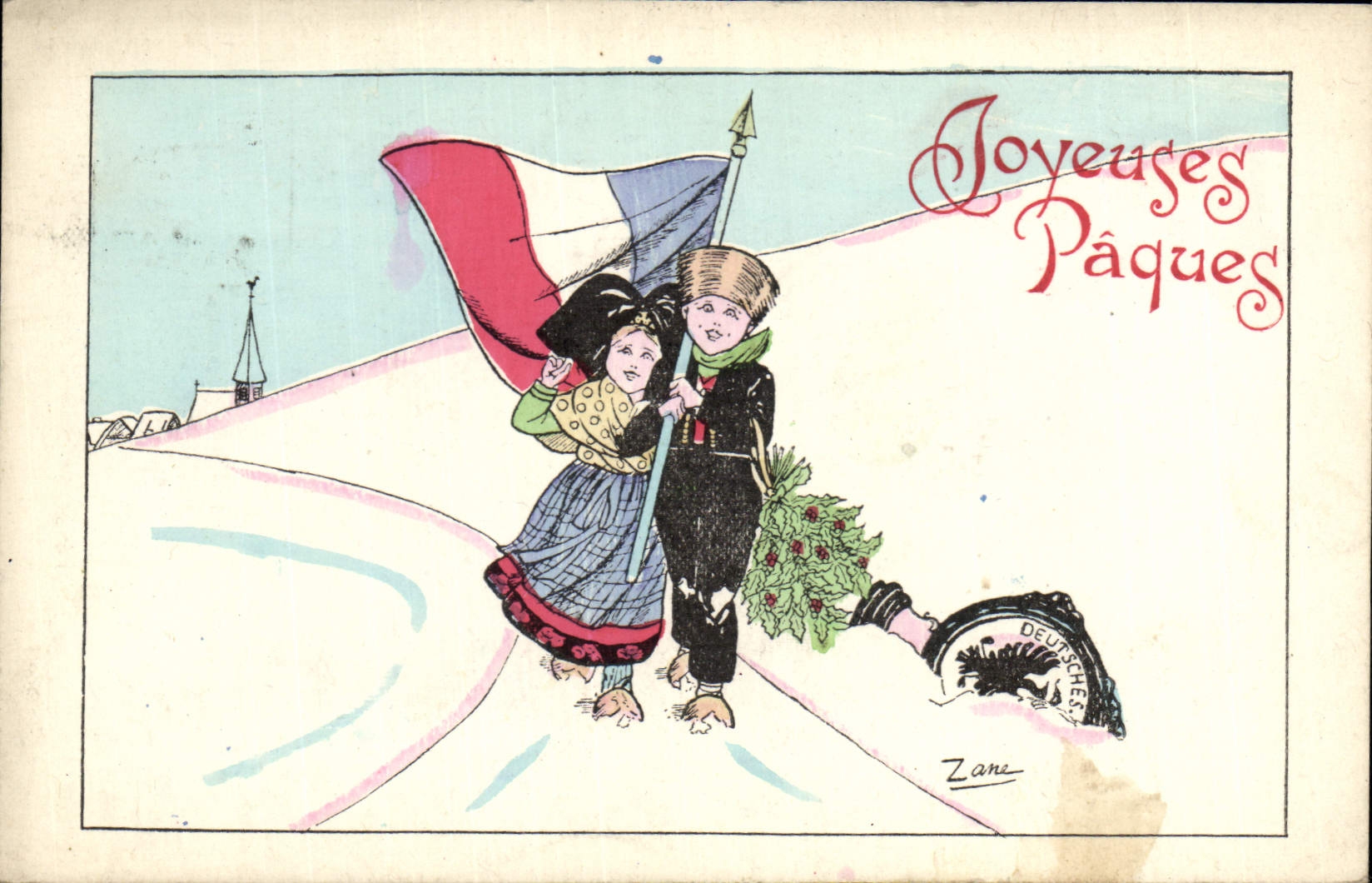 CPA Folklore Alsace Enfants Paques