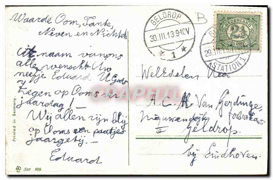 CPA Fantaisie Fleurs Fer a cehval  — Rückseite