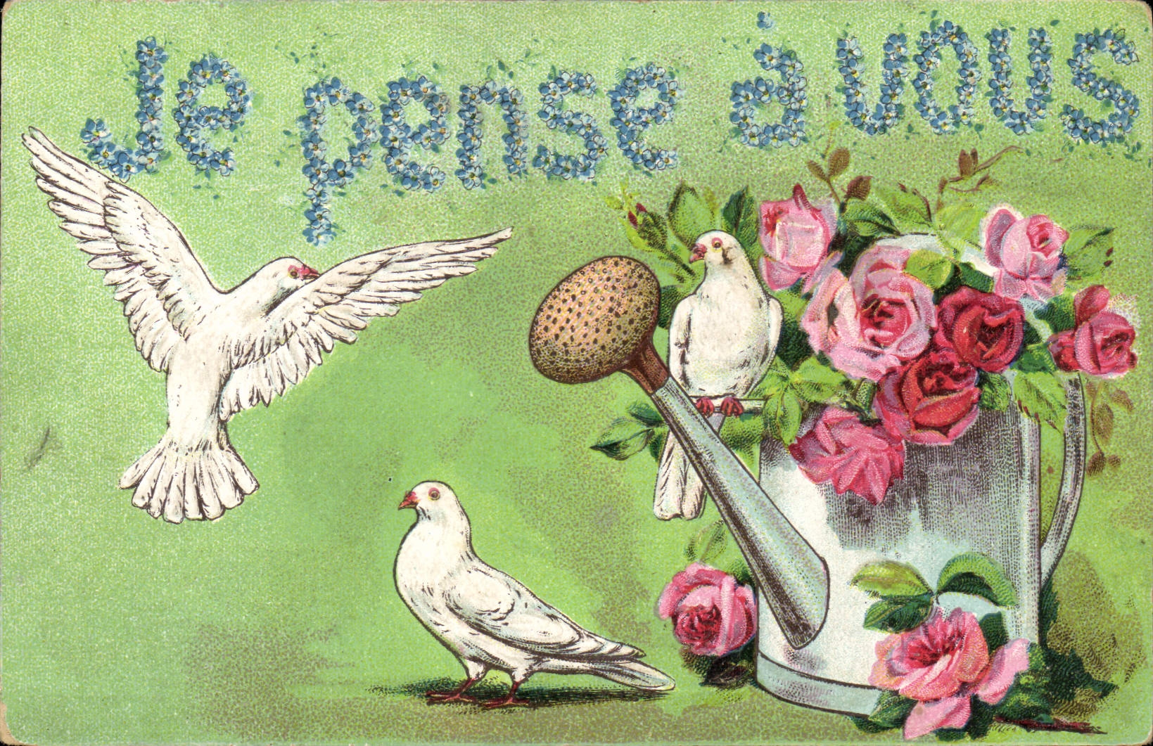 Pigeons et roses — Je pense à vous — J.C. Paris, No 1004