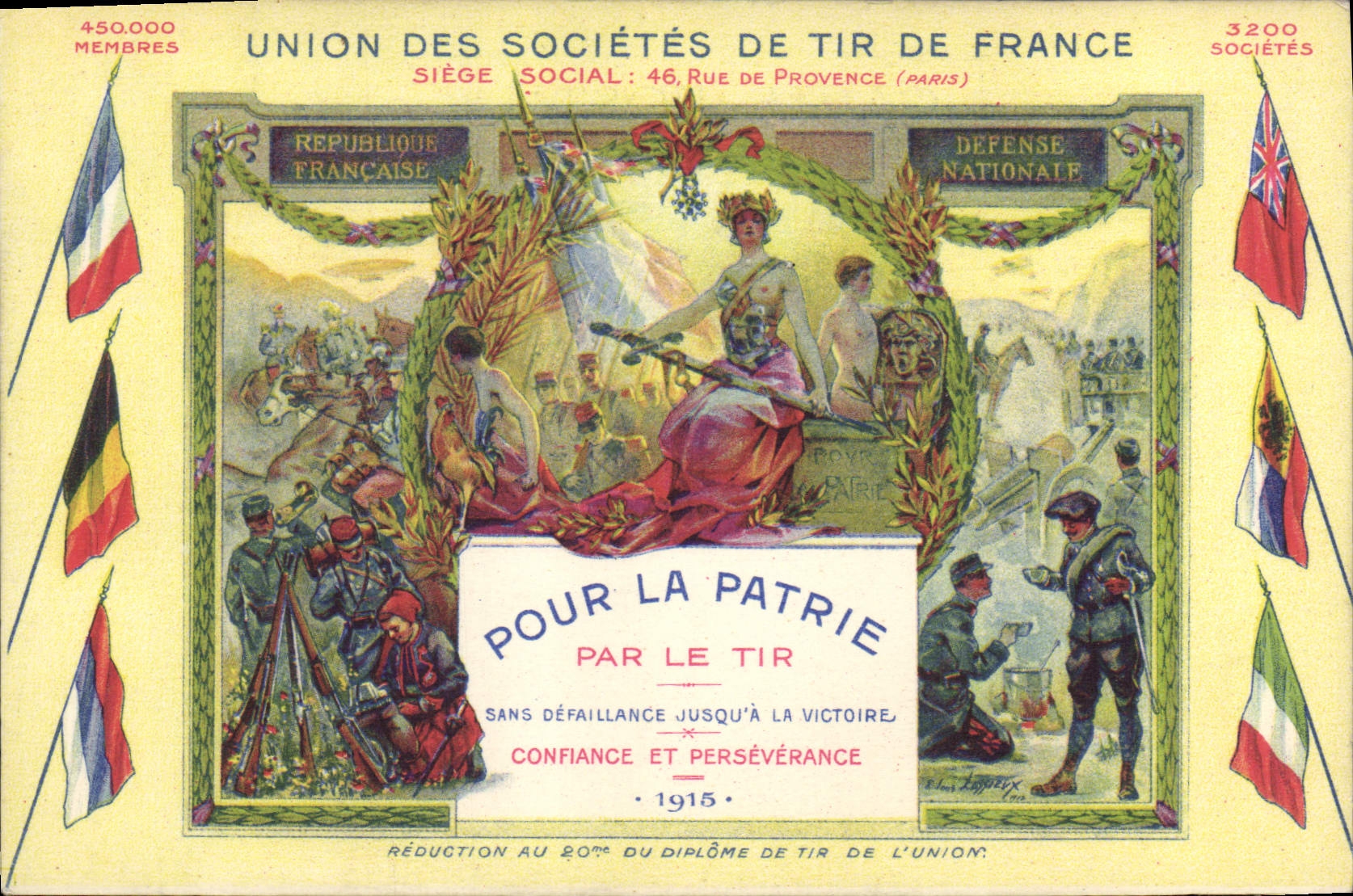 CPA Union des societes de Tir de France Pour la patrie Par le tir Militaria 