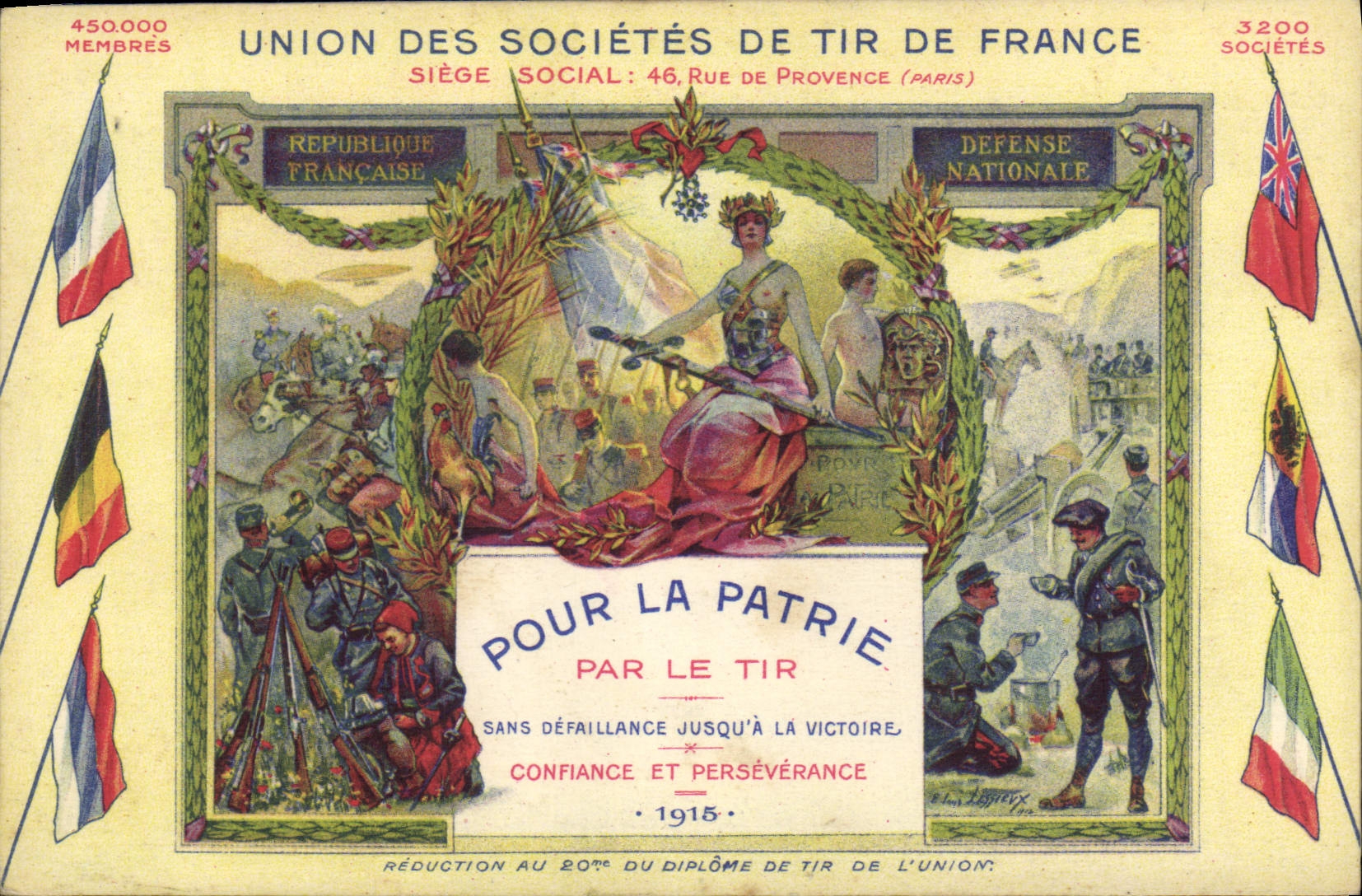 CPA Union des societes de Tir de France Pour la patrie Par le tir Militaria 