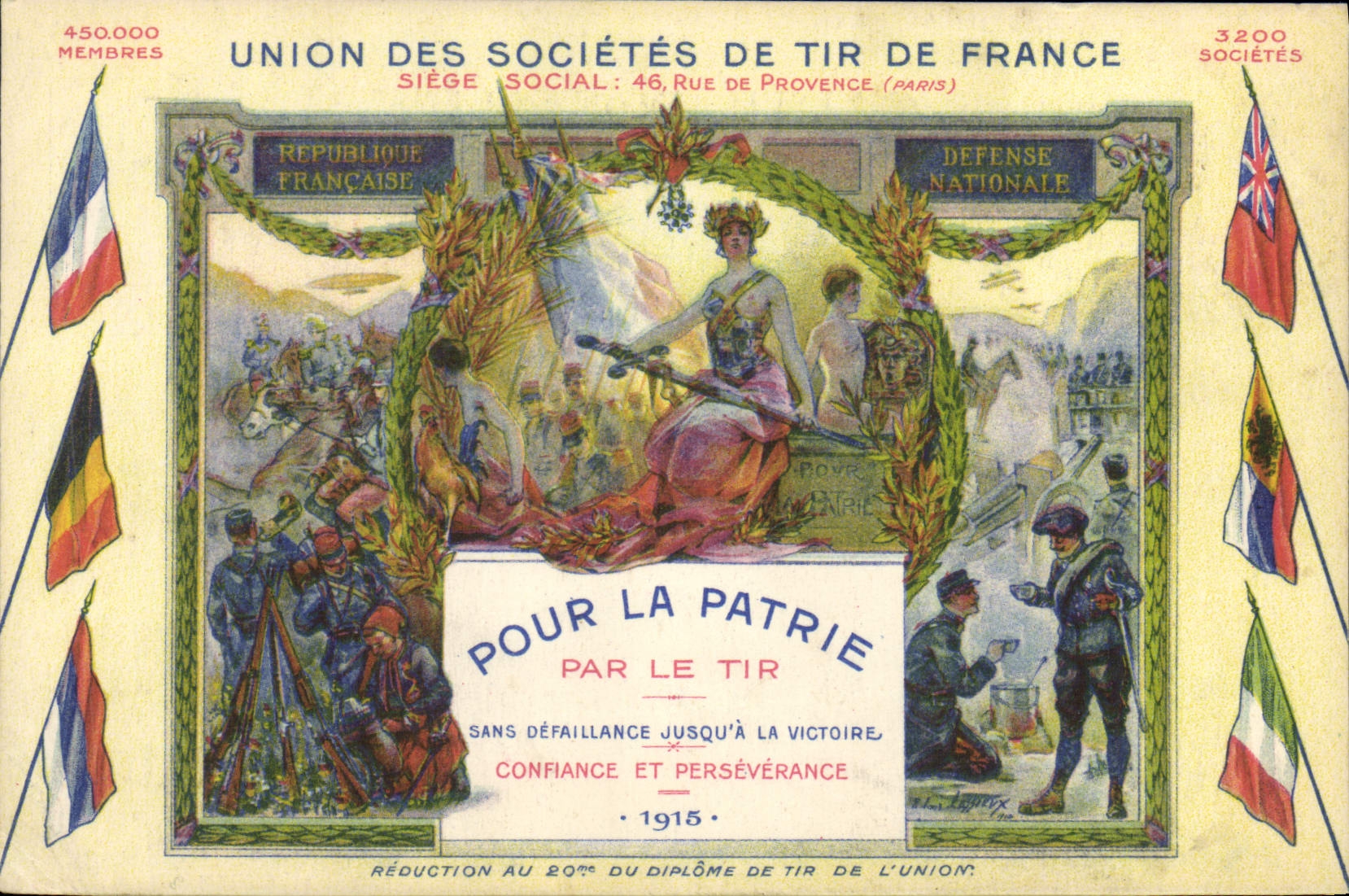 CPA Union des societes de Tir de France Pour la patrie Par le tir Militaria 