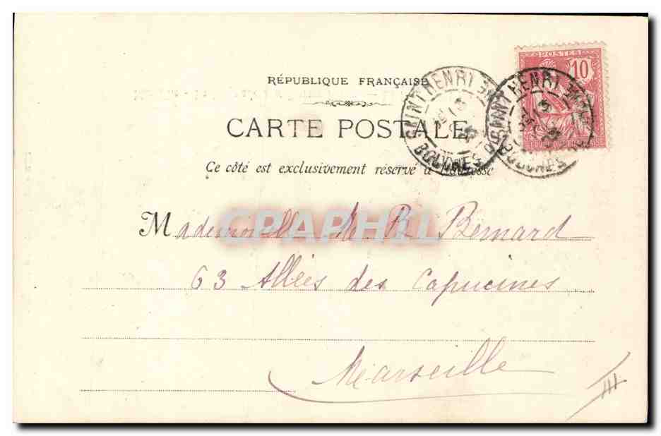 Marsylija — Kąpiel na Pierres Plates — Drukarnia Lacour, nr 18096 — Rewers