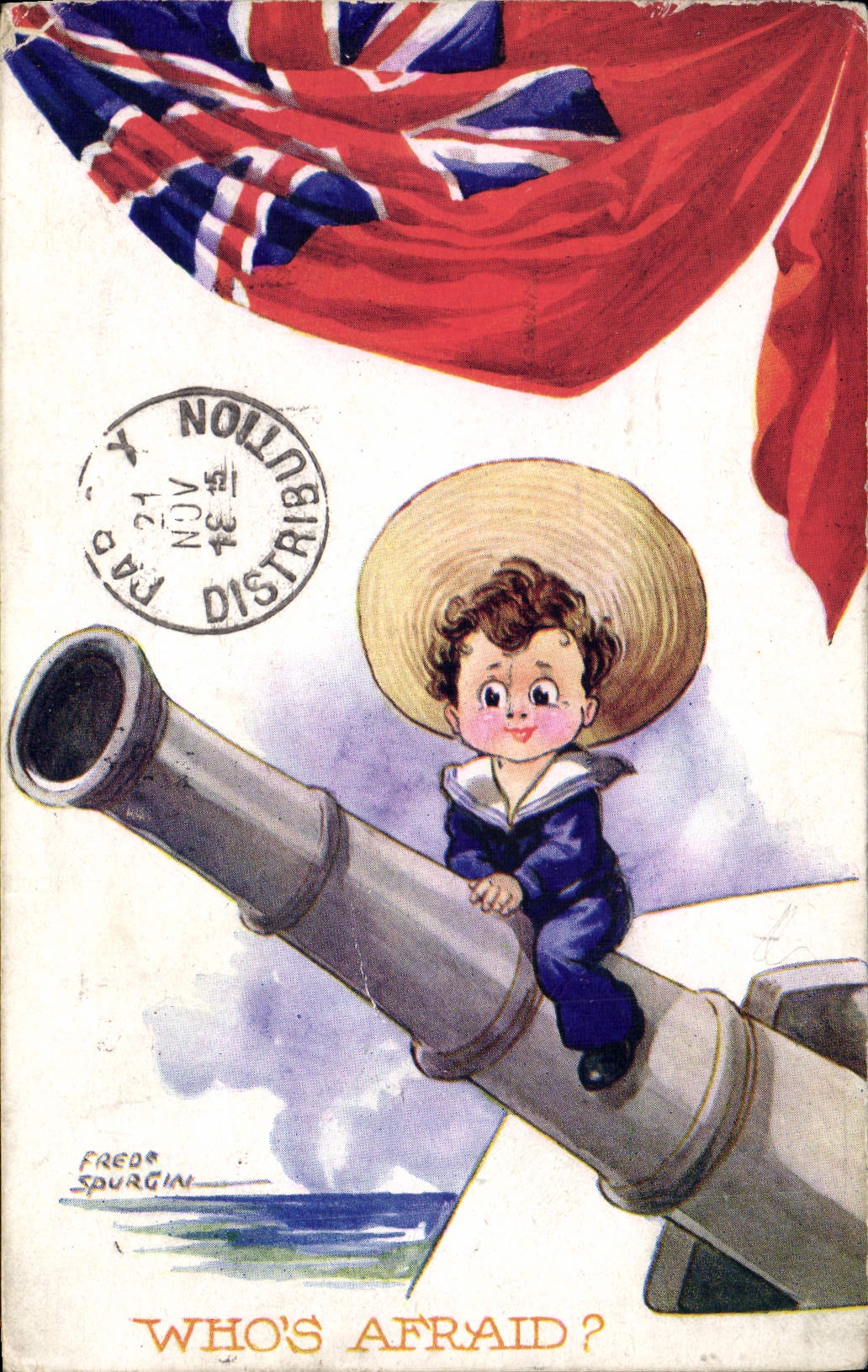 CPA Fantaisie Illustrateur Enfants Fred Spurgin Canon Militaria 