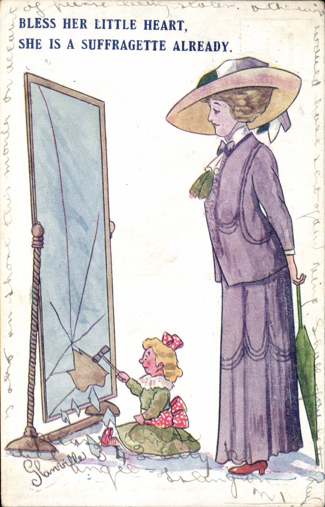 CPA Fantaisie Illustrateur Femme Bless her little heart She is a Suffragette already 