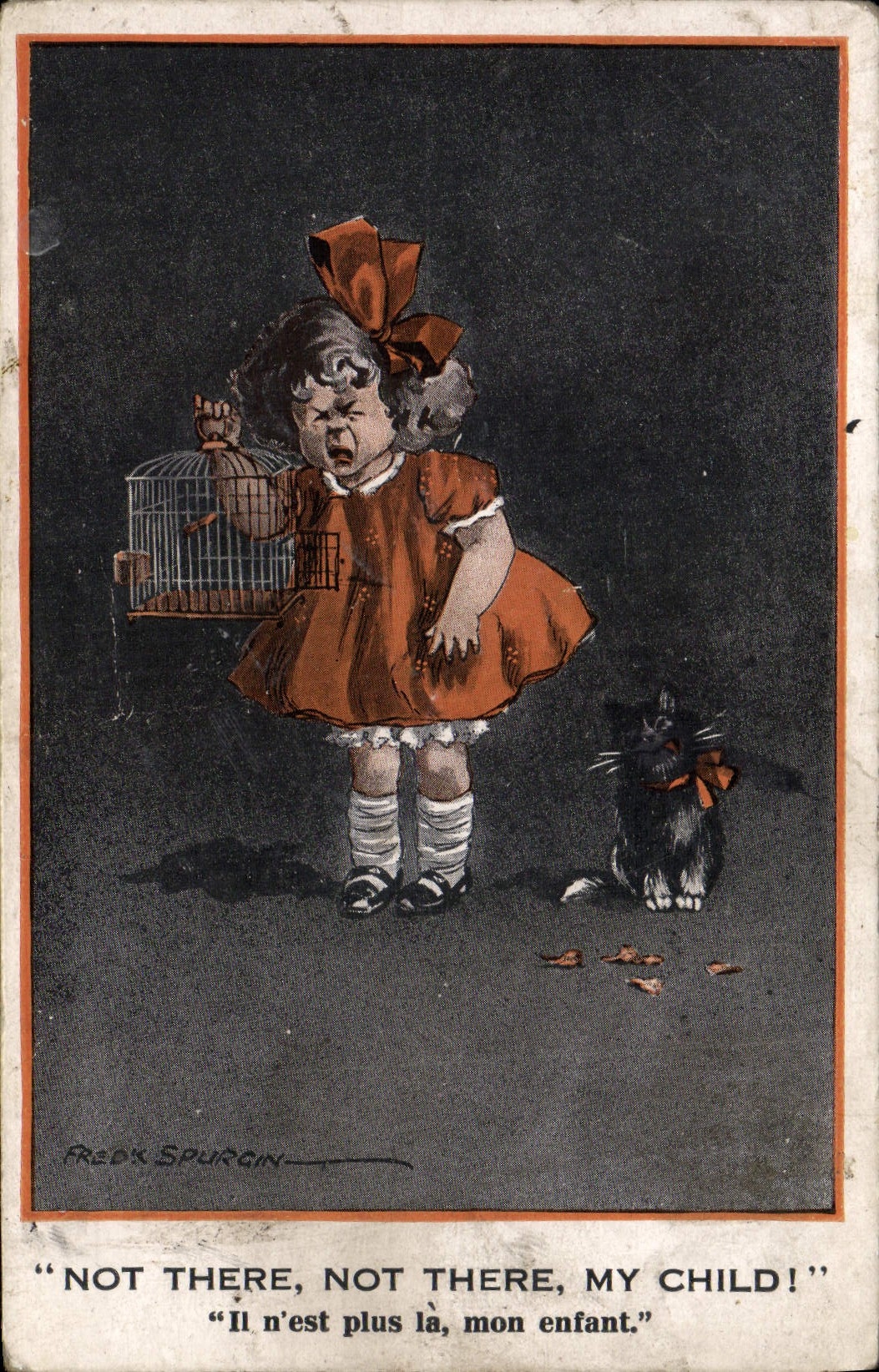 CPA Fantaisie Illustrateur Enfant Not there not there my child Chat 