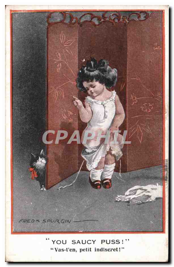 Petite fille et chat — Fred Spurgin — Inter-Art Co. « English Kids » série No.312