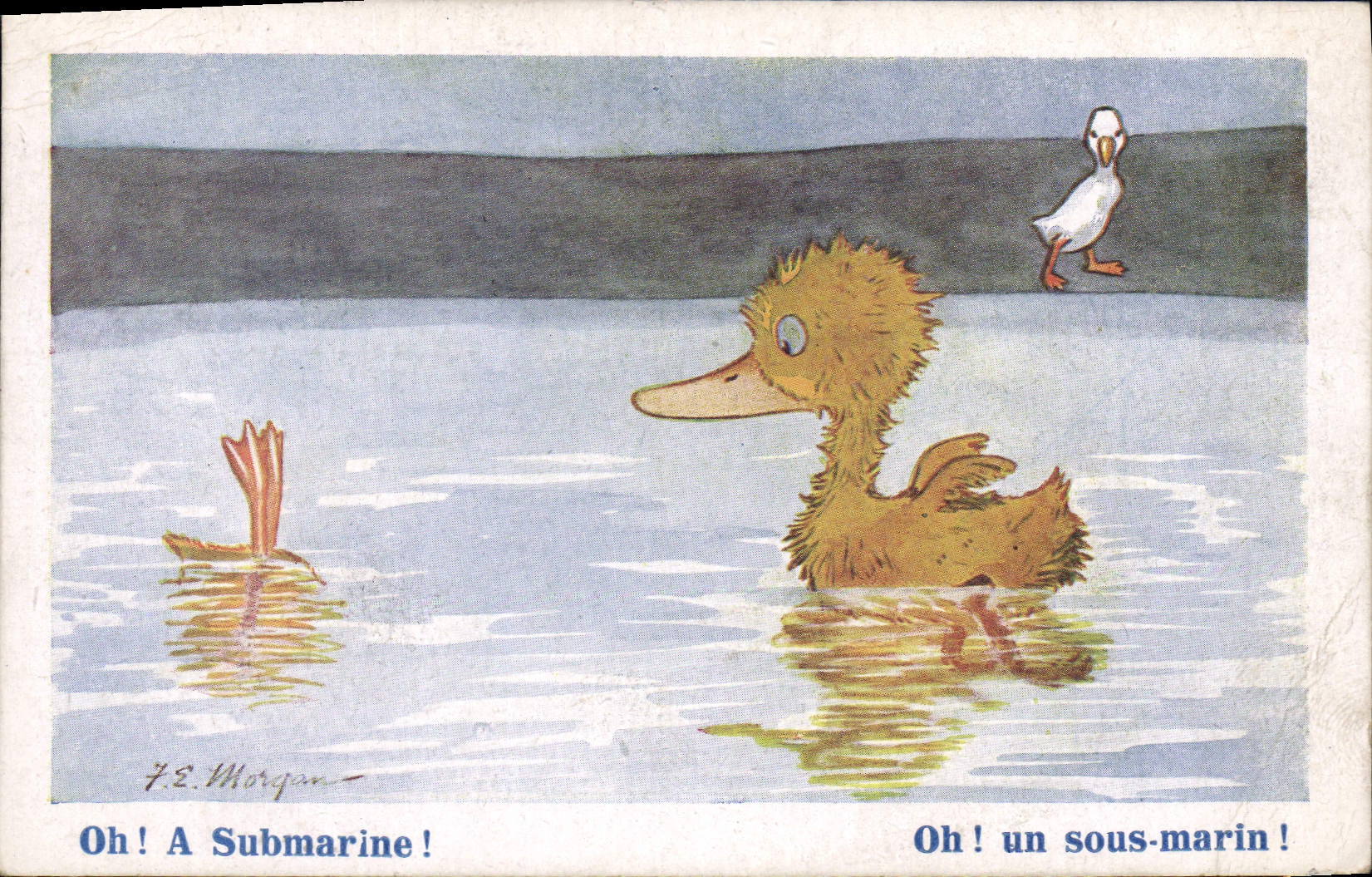 CPA Fantaisie Illustrateur Canard Ogh un sous-marin 