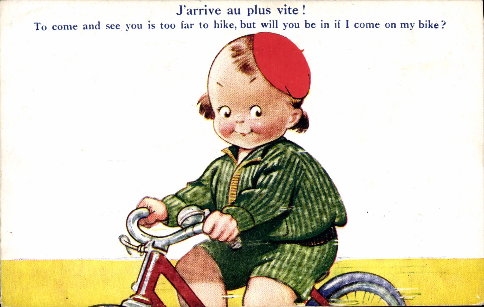 CPA Fantaisie Illustrateur Enfant Velo Cycle J'arrive au plus vite ! 