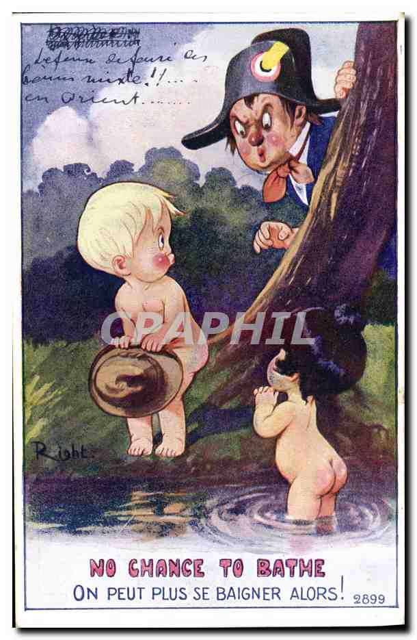 CPA Fantaisie Illustrateur Enfants No chance to bathe 