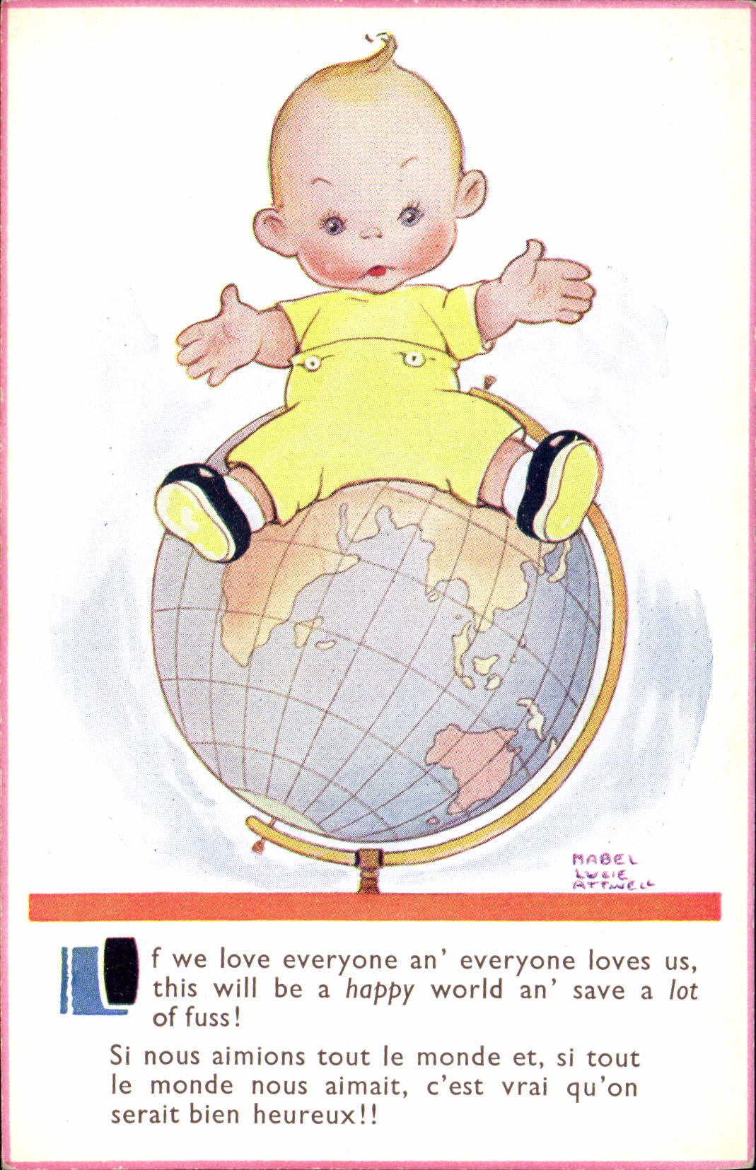 CPA Fantaisie Illustrateur Enfant Mabel Lucie Attwell Globe 