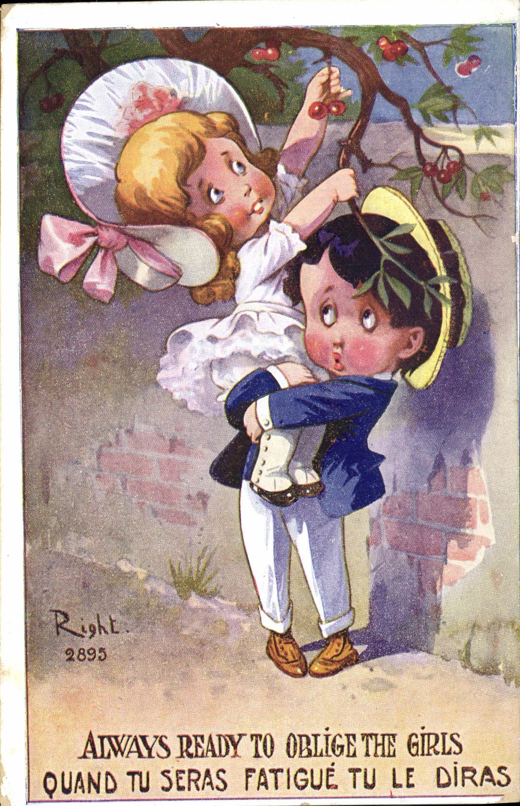 CPA Fantaisie Illustrateur Enfants Right Always ready to oblige the girls 