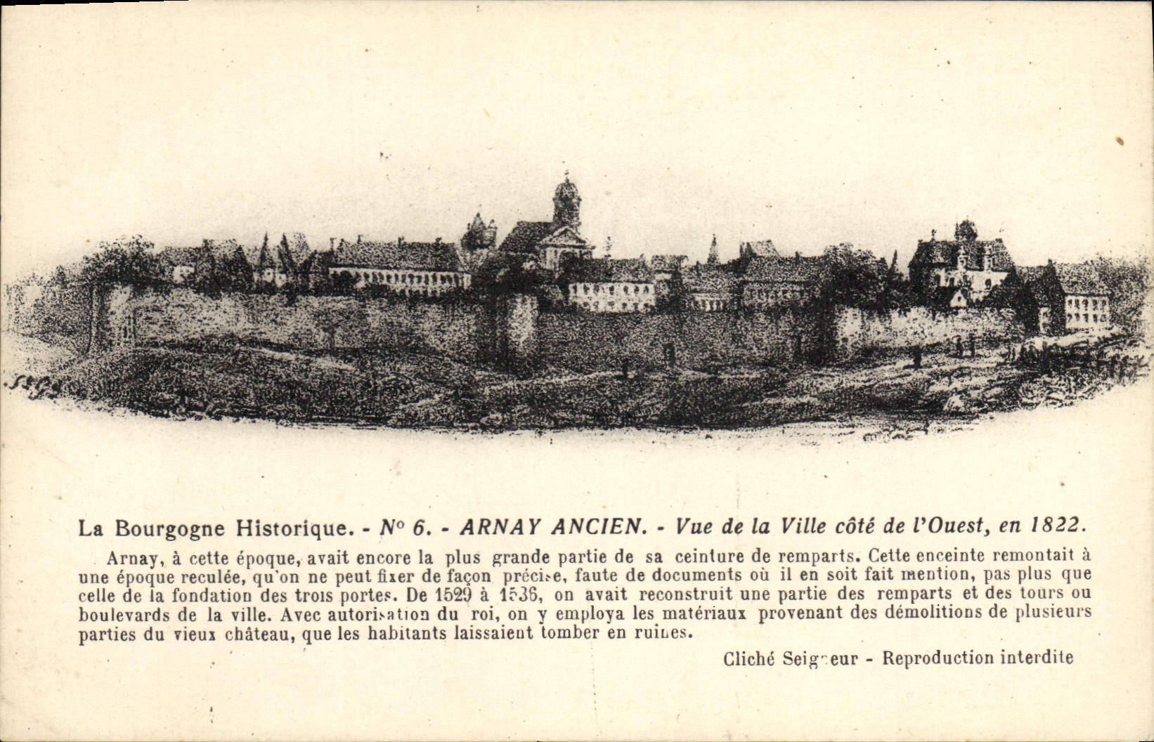 CPA Arnay Ancien Vue de al ville Cote de l'Ouest en 1822 