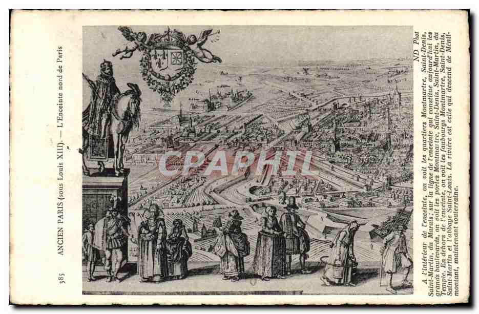 Ancien Paris (sous Louis XIII) — L'Enceinte nord de Paris — éditeur non identifié, n° 385