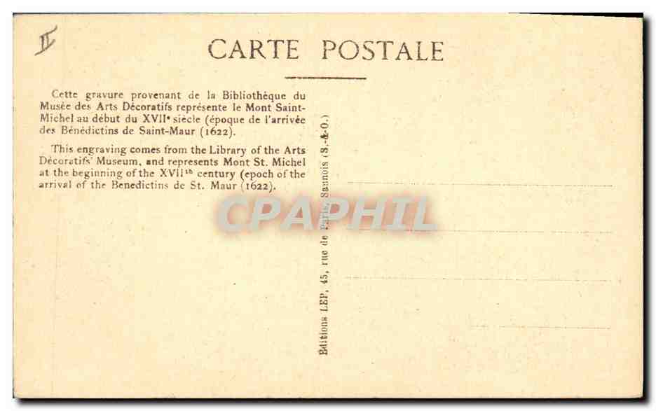 CPA Mont St Michel au 17eme — Rückseite