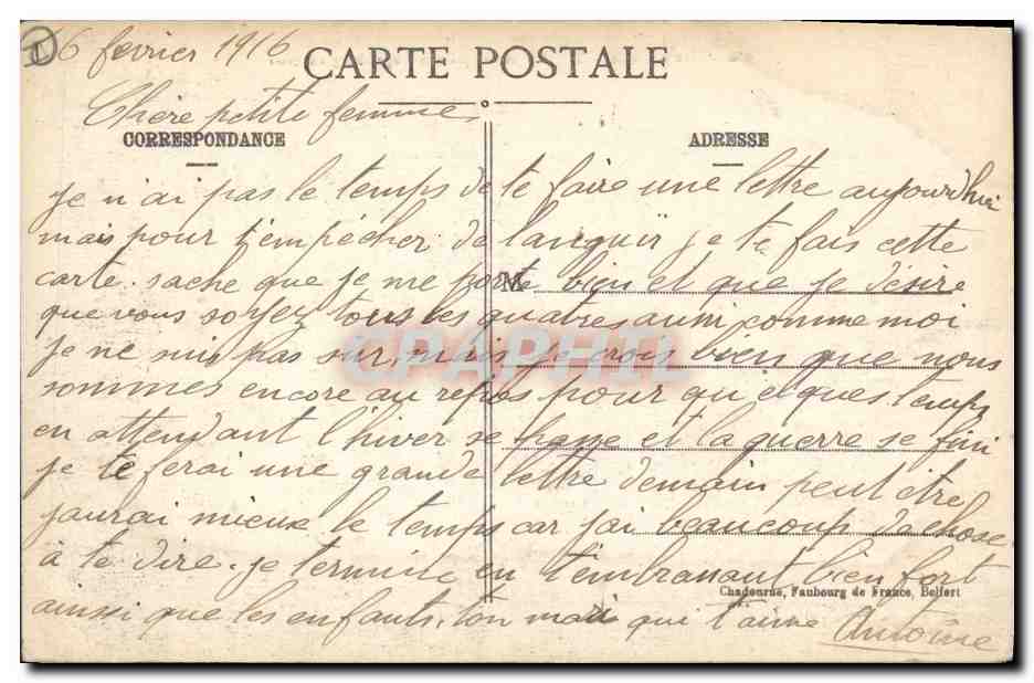 CPA Haute Alsace Thann et la chateau Angelsburg en 1600  — Verso