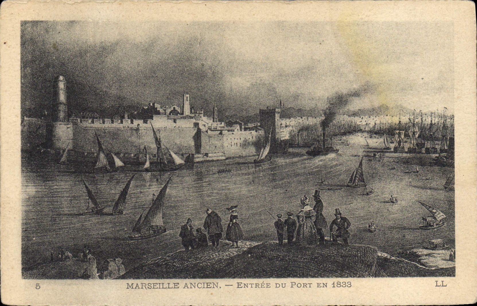 Marseille Ancien — Entrée du Port en 1833 — LL, n°5