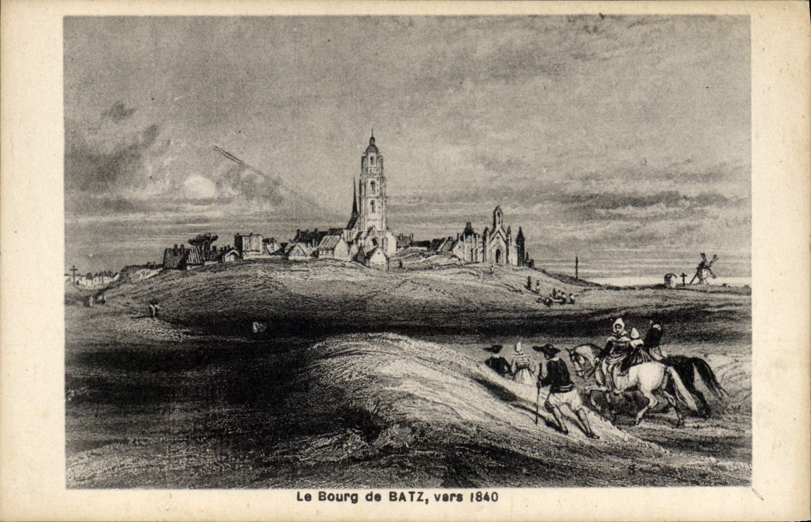 CPA Le bourg de Batz vers 1840 