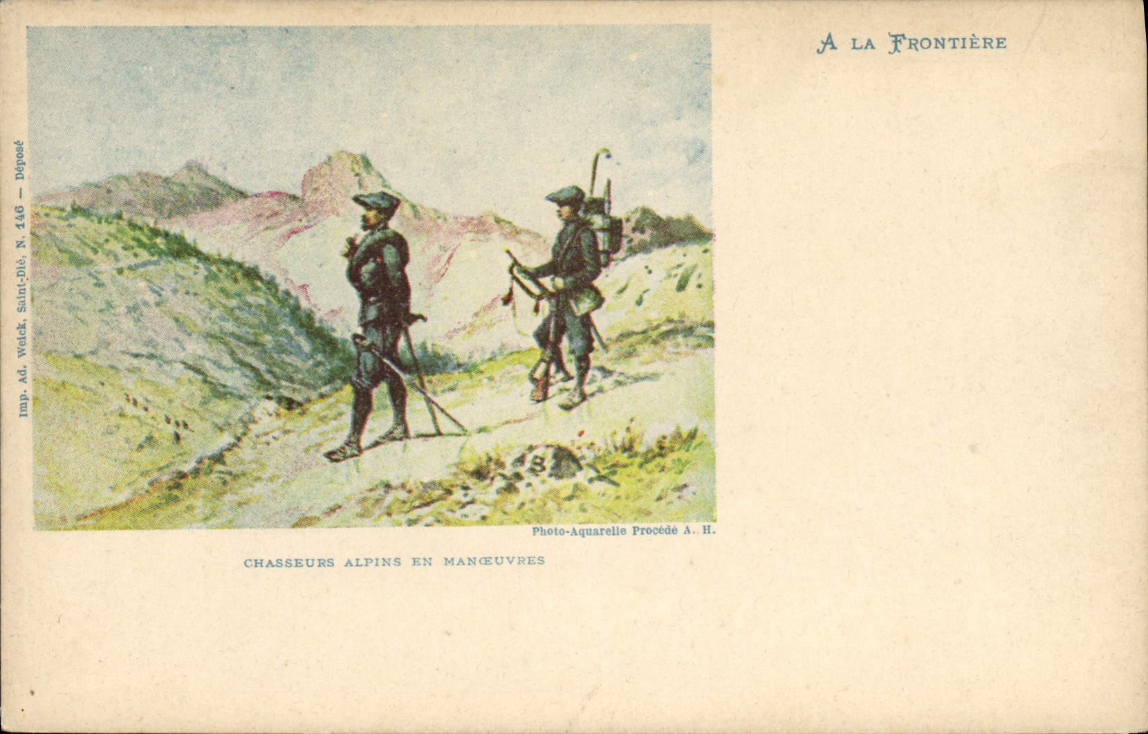 Chasseurs Alpins en manœuvres — à la frontière — Imp. Ad. Weick, Saint-Joël, N. 146