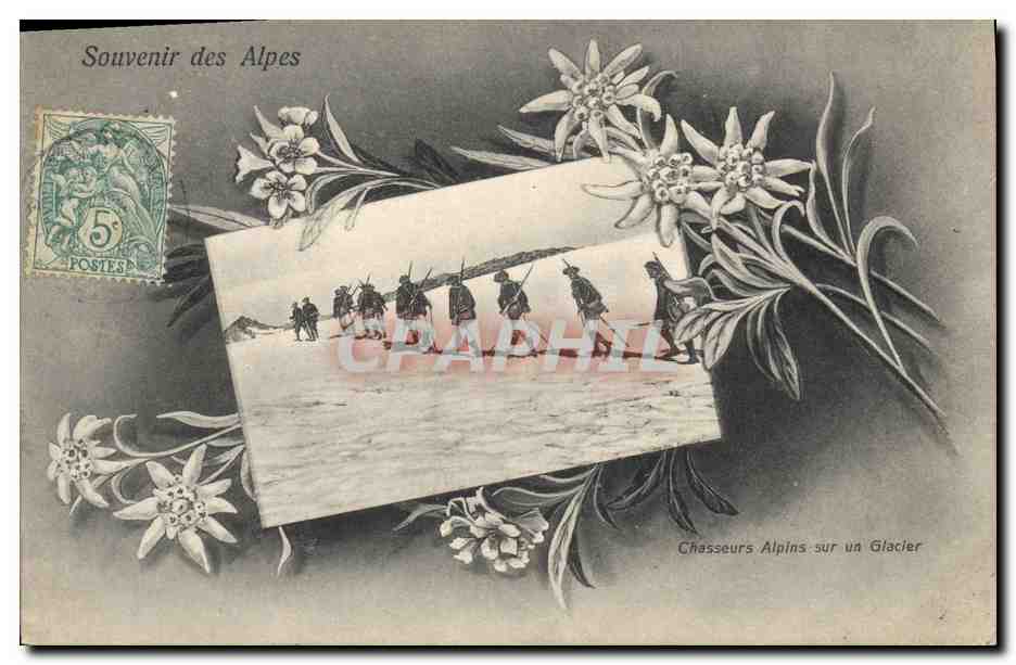 Chasseurs Alpins sur un Glacier — Souvenir des Alpes — G. C. Éditeur, Grenoble
