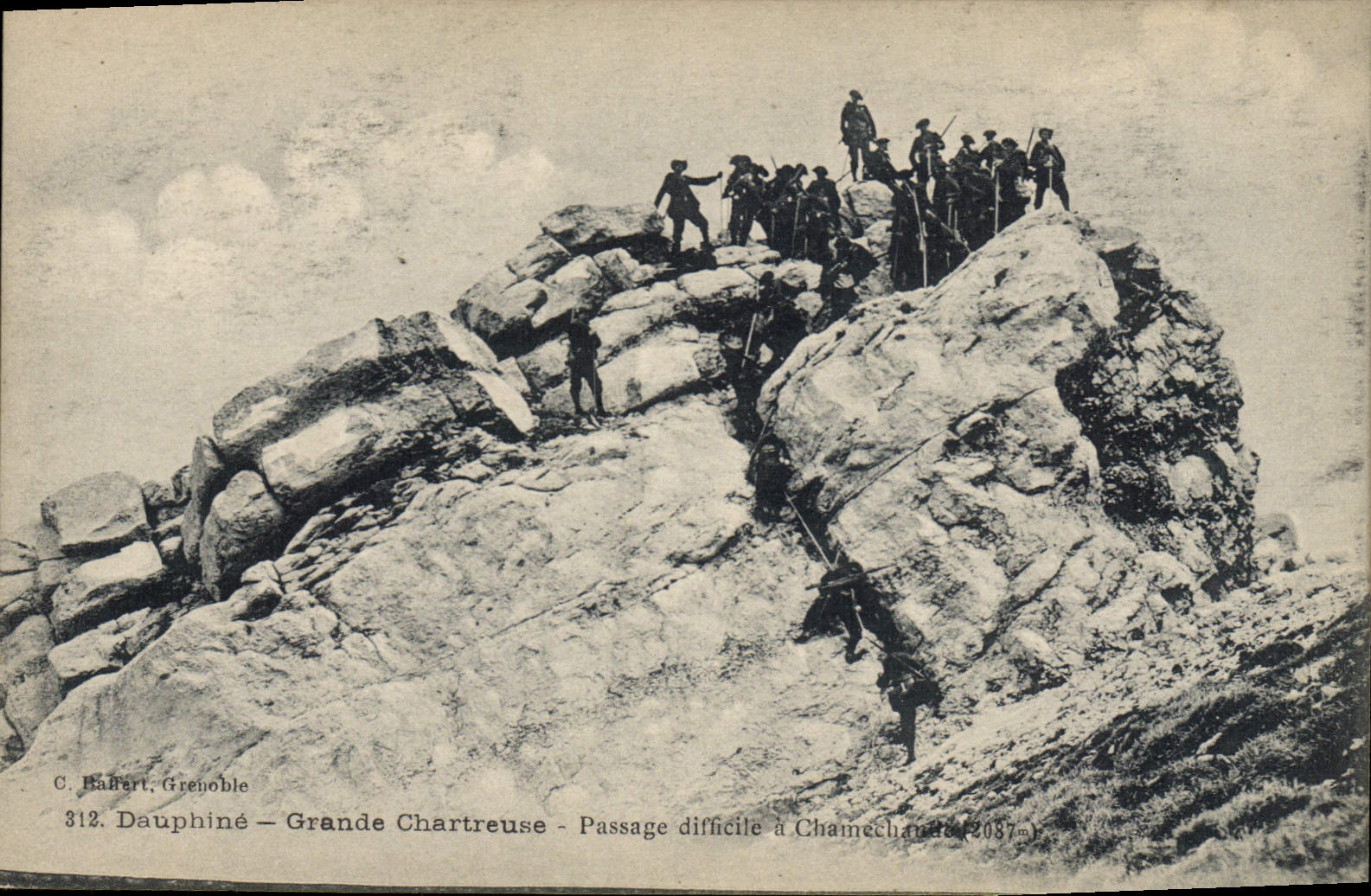Dauphiné — Grande Chartreuse — Passage difficile à Chamechoute (2087m) — C. Bahert, Grenoble, n°312
