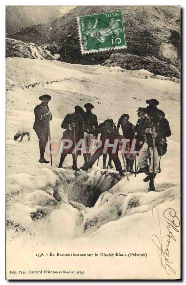 En Reconnaissance sur le Glacier Blanc (Pelvoux) — Imp. Pap. Clauturd Briançon et Ste-Catherine — n° 159*