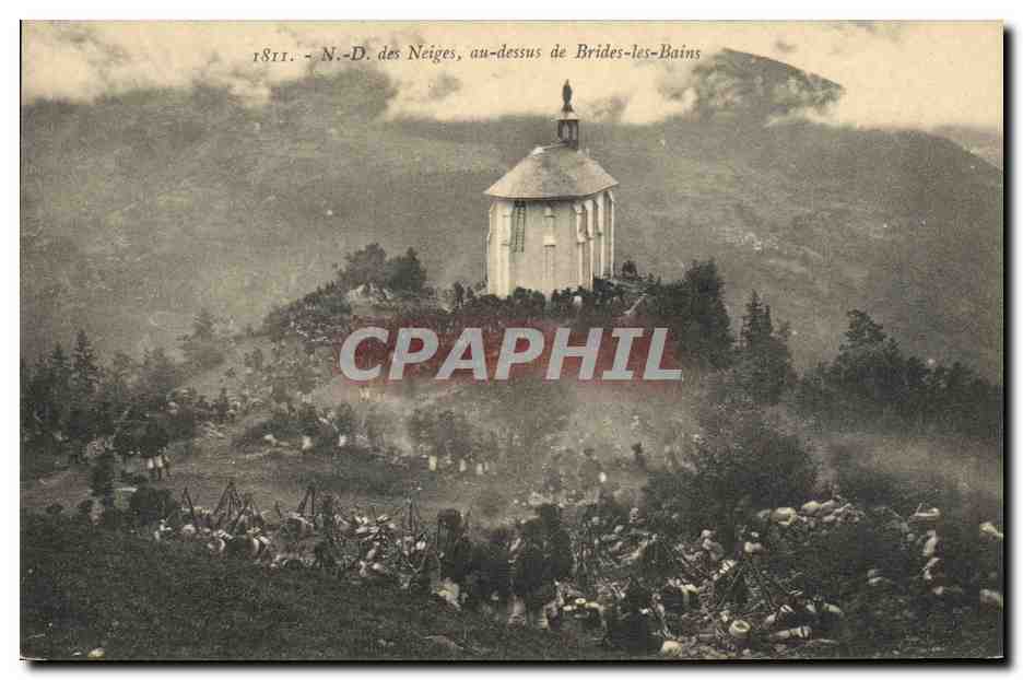 CPA Militaria Chasseurs alpins ND des Neiges au dessus de Brides les Bains