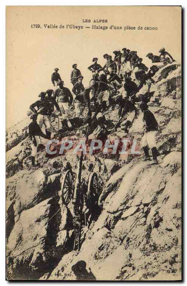 Vallée de l'Ubaye — Halage d'une pièce de canon — Éd. Gap